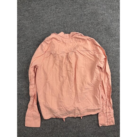 Cloth & Stone Shirt Womens Small Pink Tencel Button Front Tie Hem Top Blouse - Picture 7 of 7